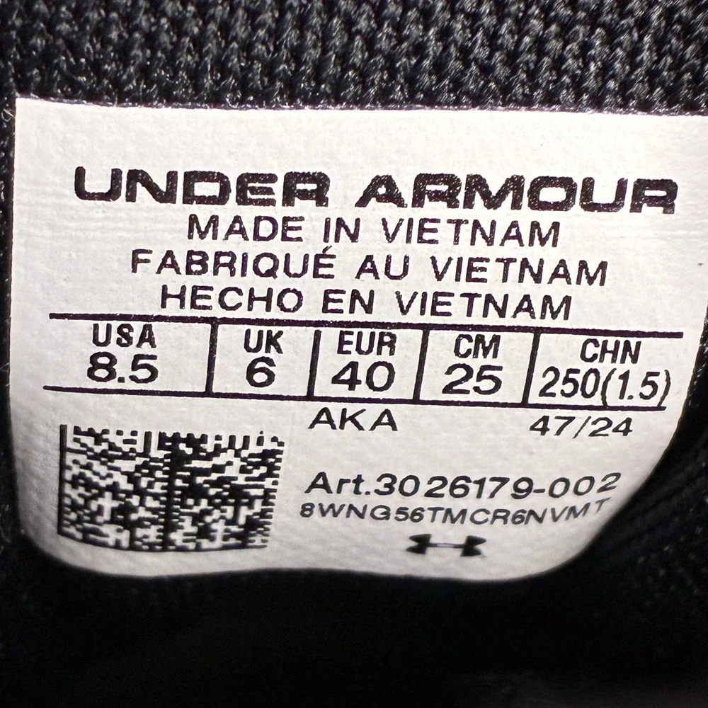 NEW Under Armour Charged Assert 10 Running Athletic Sneaker Black Women Size 8.5